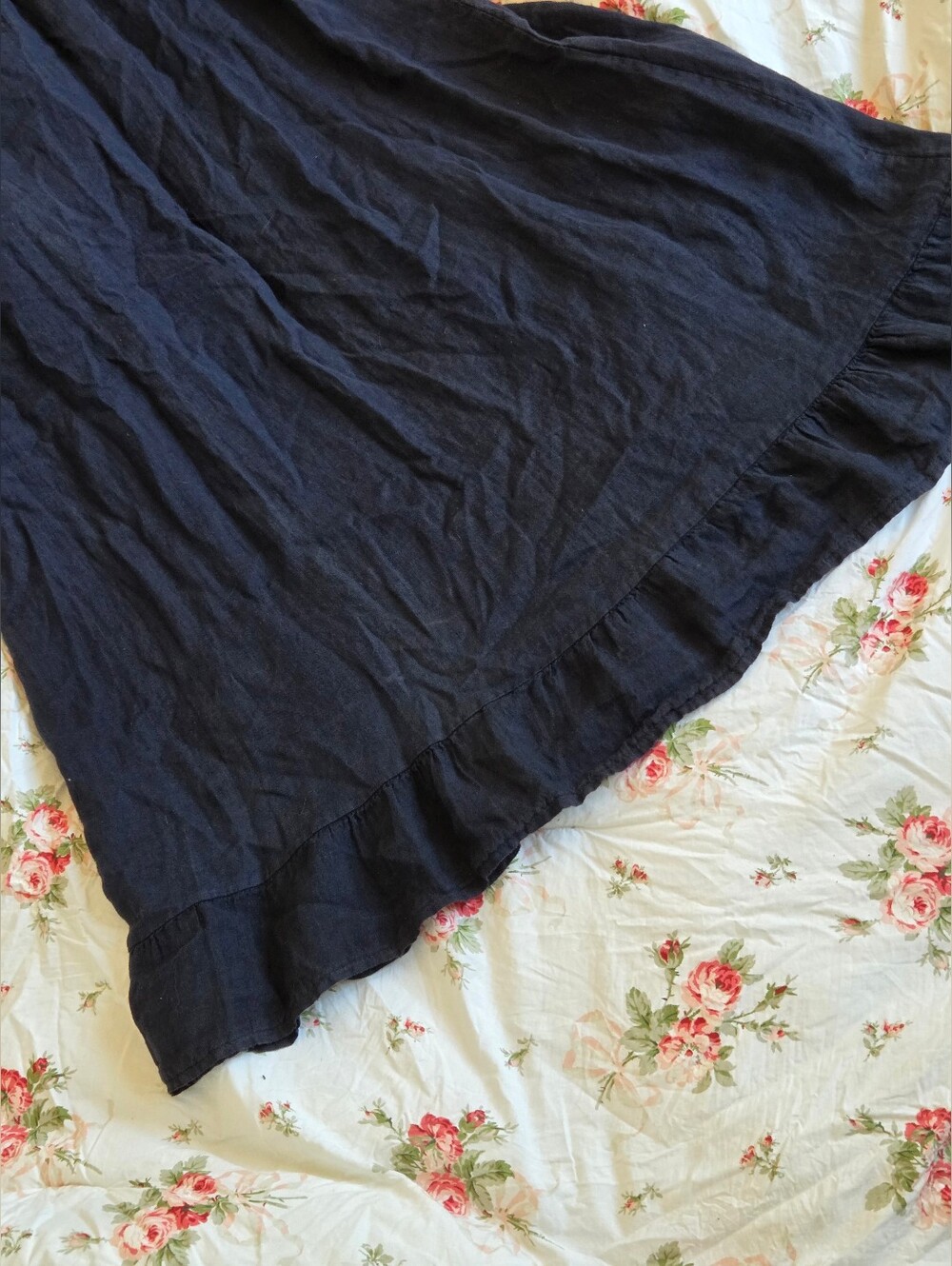 Frances Bertini Navy Blue Made in Italy 100% Linen Smocked Maxi Dress Sz M 🇮🇹 - Picture 11 of 14